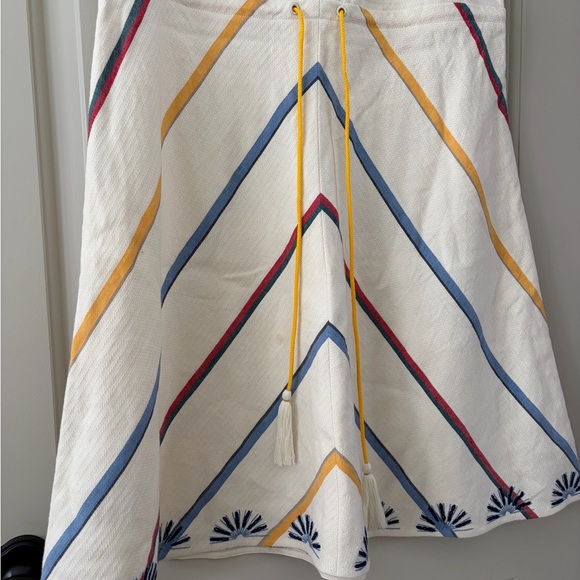 Tory Burch Blaine Embroidered Linen Cotton Tassel Dress - White - Size 4 - Picture 9 of 17